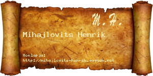 Mihajlovits Henrik névjegykártya